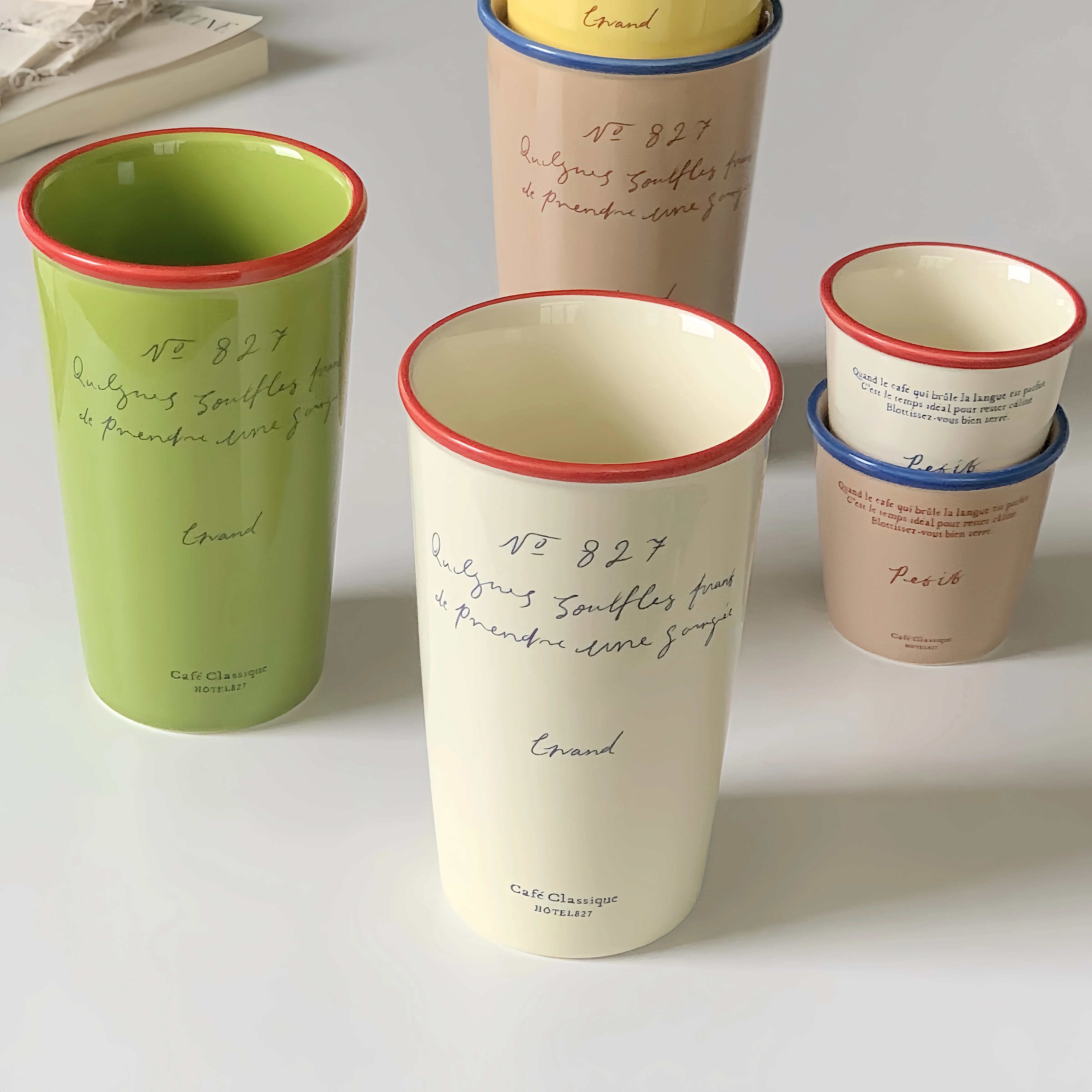 

Hand-held Mug Straight Water Cup Creative Large Capacity Ceramic Coffee Cup Couple Household Contrasting Color Breakfast Cup