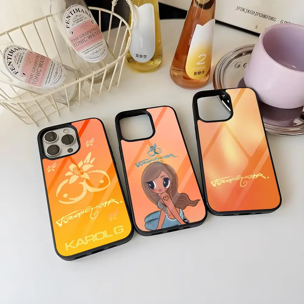 K-Karol G Handyhülle für iPhone 15 Pro Max 14 12 11 13 Mini 16 8 7 Plus X Xs XR PC+TPU Rückseite