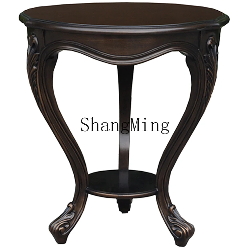 CL divano ad angolo in legno massello poche ville tavolino casual tavolo rotondo