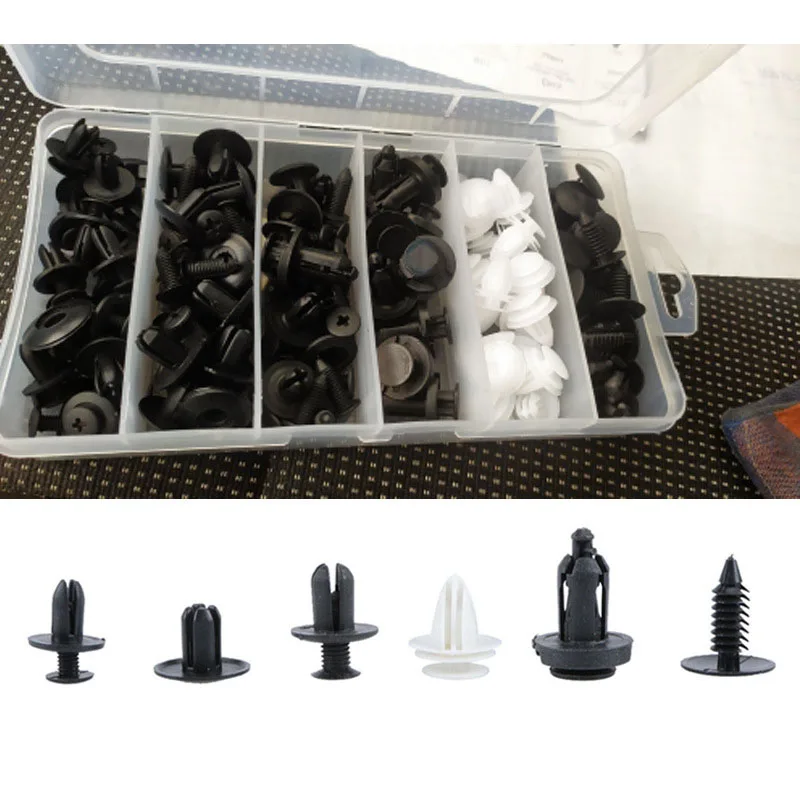 6 Size 100pcs Auto Fastener Clip Mixed Car Body Push Retainer Pin Rivet Bumper Door Trim Panel Retainer Fastener Kit