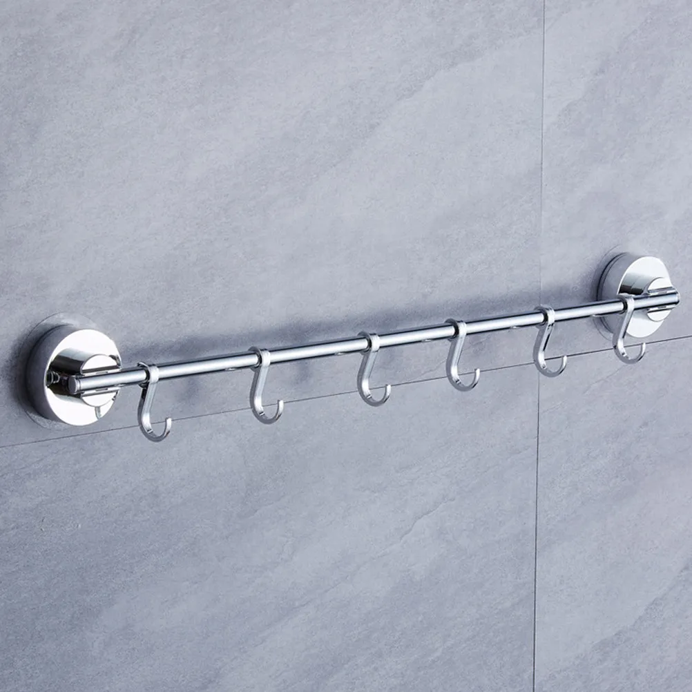

6 Hooks Stainless Steel Suction Cup Hook Rail Wall Mounted Towel Rack for Bathroom Kitchen Home Organization Rust Proof No Drill