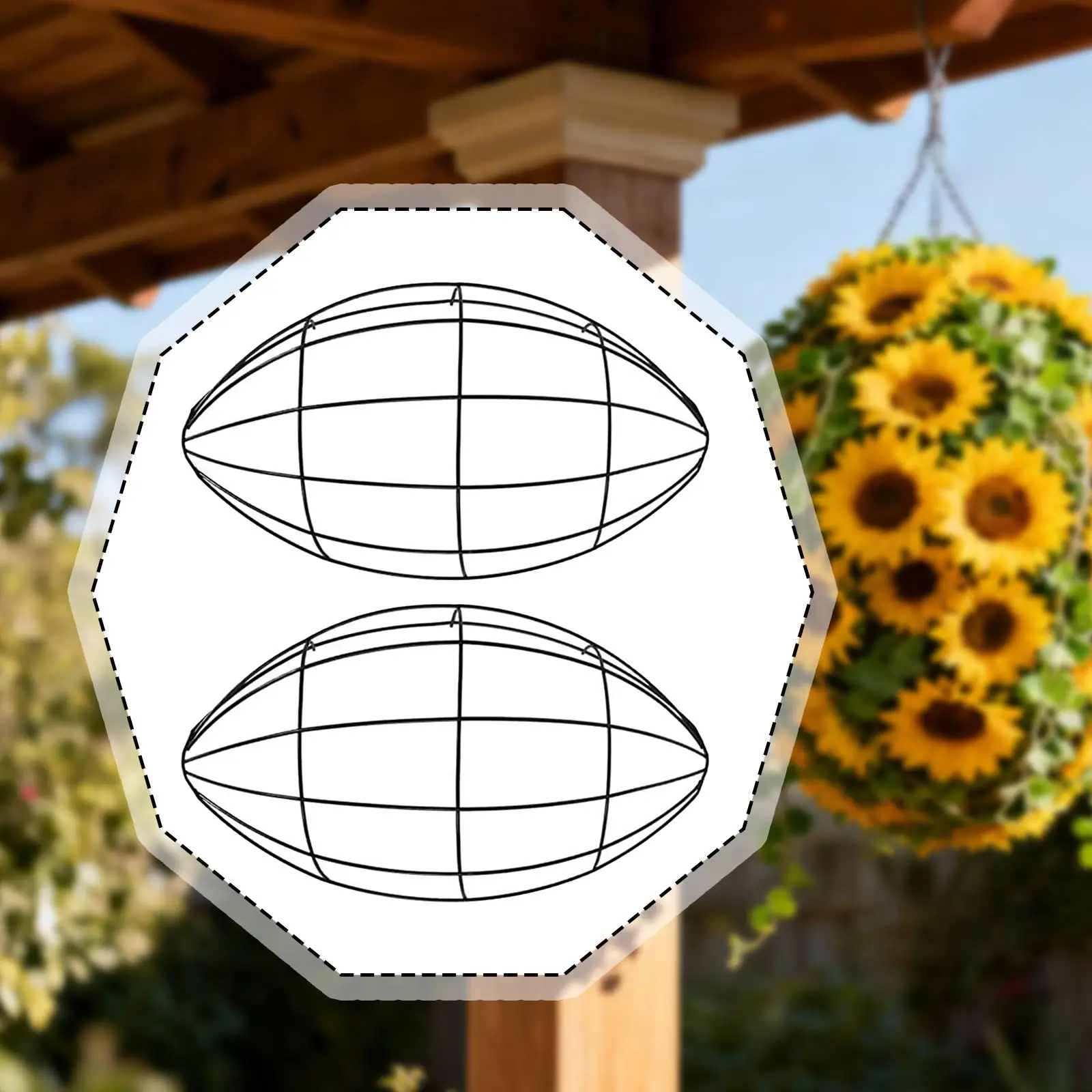 Football Wire Wreath Form Floral Arrangement Craft Frame Metal Home Decor for Party Garden Event