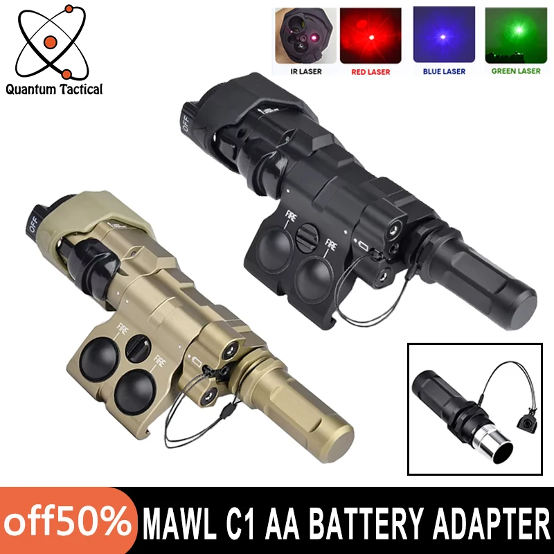 

WADSN Tactical Metal CNC MAWL C1+ Laser Red/Green/Blue Laser Endcap Aiming Device IR Illumination With New AA Battery Accessroy