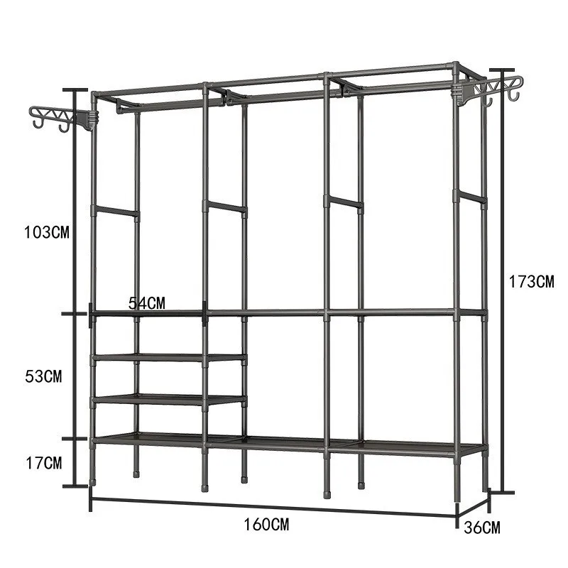 Moderne Einfache Vertikale Eisen Garderobe Wohnzimmer Home Schlafzimmer Metall Kleidung Hängende Tasche Rack Großhandel Stahl Ma
