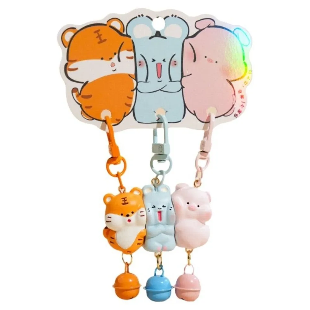 3 Pcs Set Charms Magnetic Magnetic Snap Keychain Mini Resin Animal Keychain Cartoon Backpack Charm Friends Gift