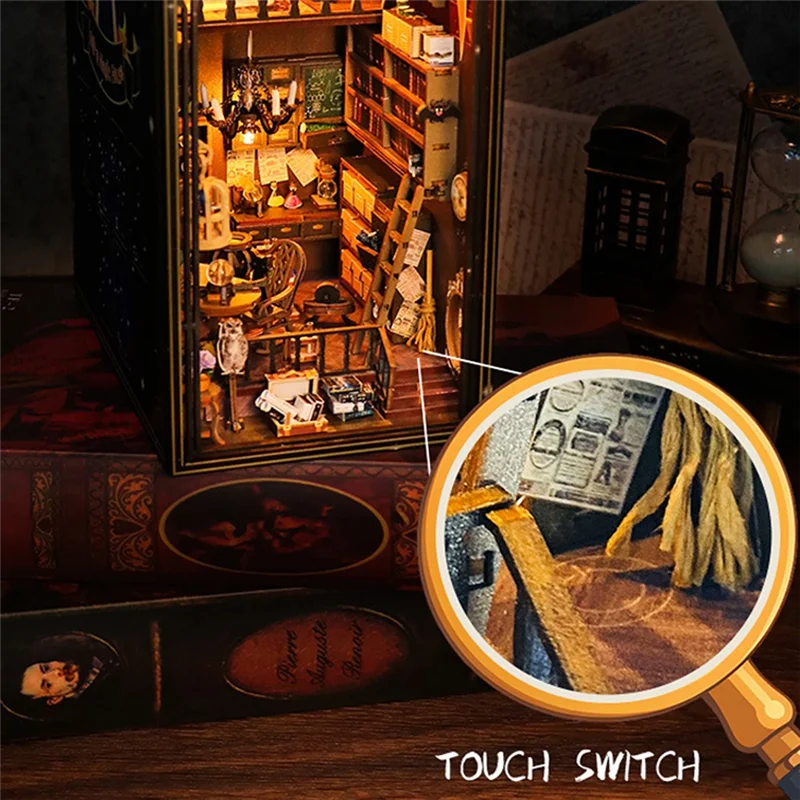 DELAM-DIY livro nook kit casa de madeira 3d puzzle montagem modelo construção estante inserção decoração