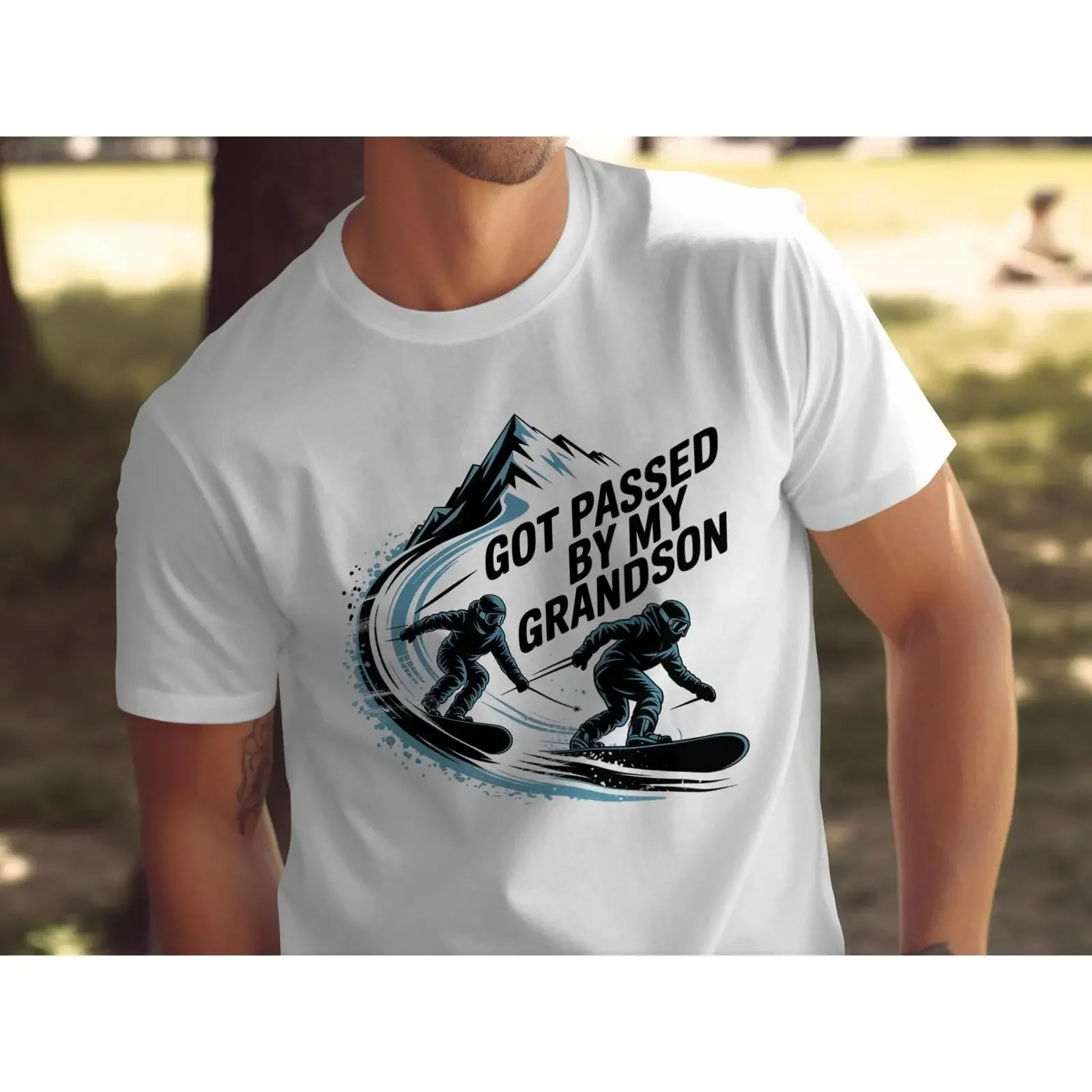 Snowboard T Shirt Grandson Passed Mountain Winter Sport vintage Washed Comfortable Casual Unisex Soft graphic designer clothes