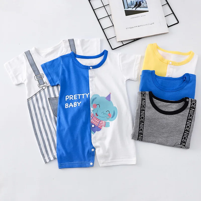 Baby Clothes Bodysuit for Newborn Infant Jumpsuit Boys Girls Letter Print Short Sleeves Romper Toddler Onesies 0 to 12 Months