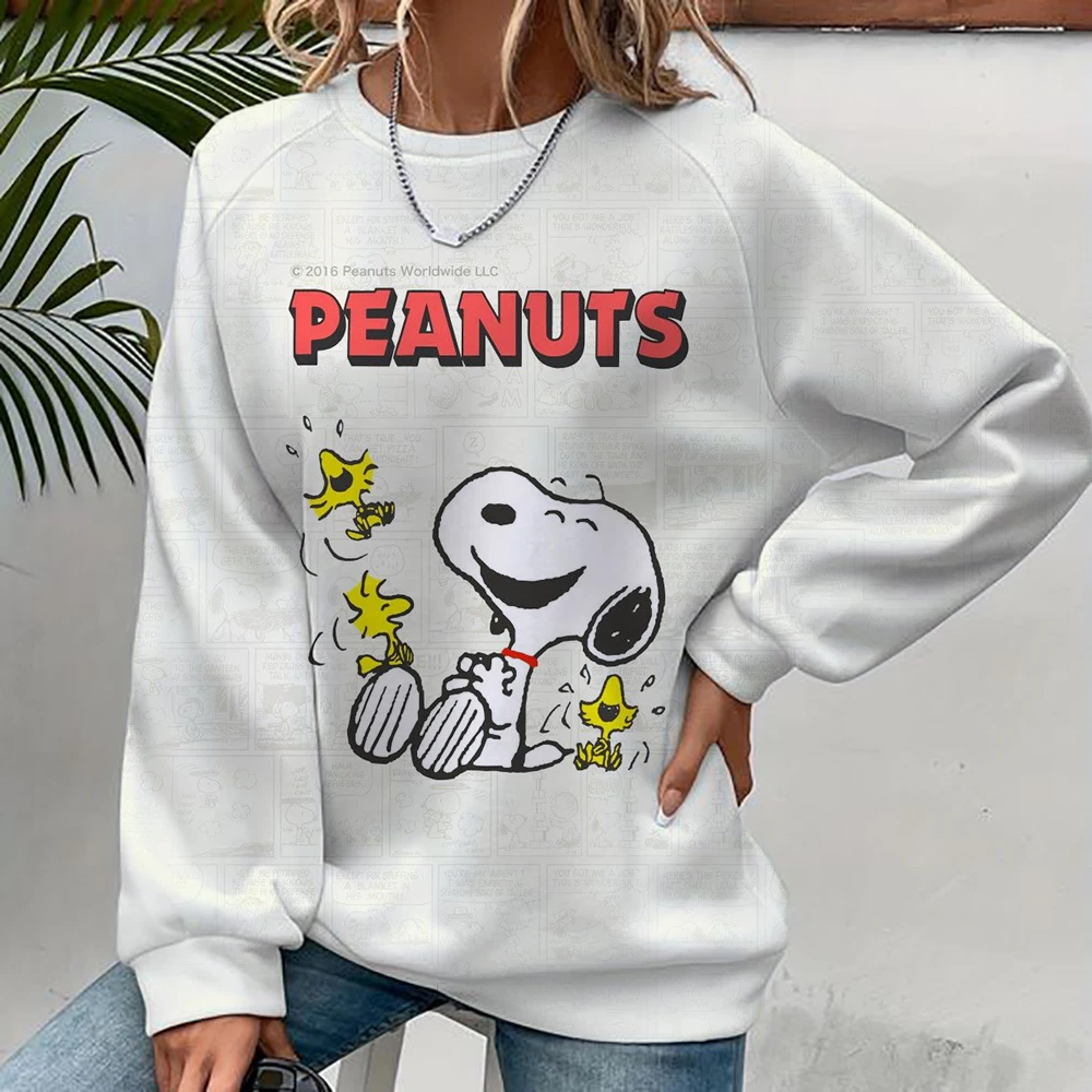 Sudadera con capucha para mujer nueva moda Otoño/Invierno Y2K Snoopy sudaderas con estampado de dibujos animados abrigo de cuello redondo sudadera