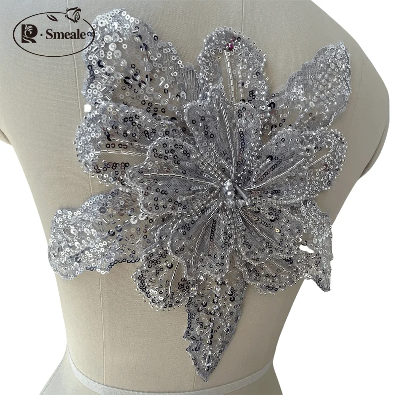 Dreilagige bestickte Perlen-Pailletten, große Applikation, große Blumen, DIY-Kleidung, Kleid, Heimdekoration, Aufnäher-Zubehör RS 253202 – Detail 8