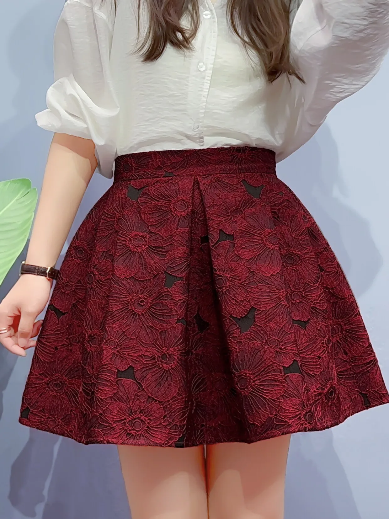 Exquisite Jacquard Short A-line Skirt Women New Spring Summer Elegant Pleated Skirt All-match High Waist Vintage Umbrella Skirts