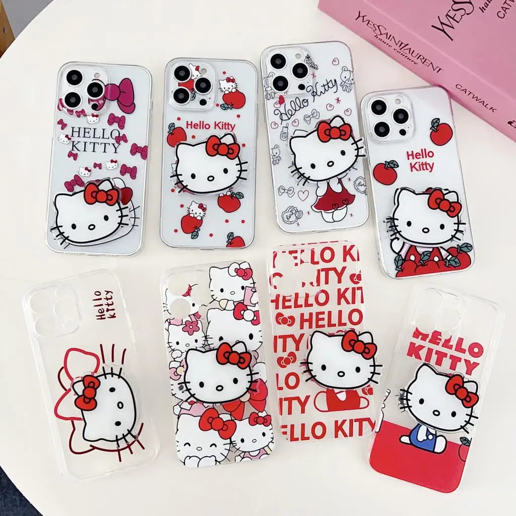 Funny Hello Kitty Case With Holder For Samsung Galaxy S7 S8 S9 S10 S20 S21 S22 S23 S24 Plus Ultra FE