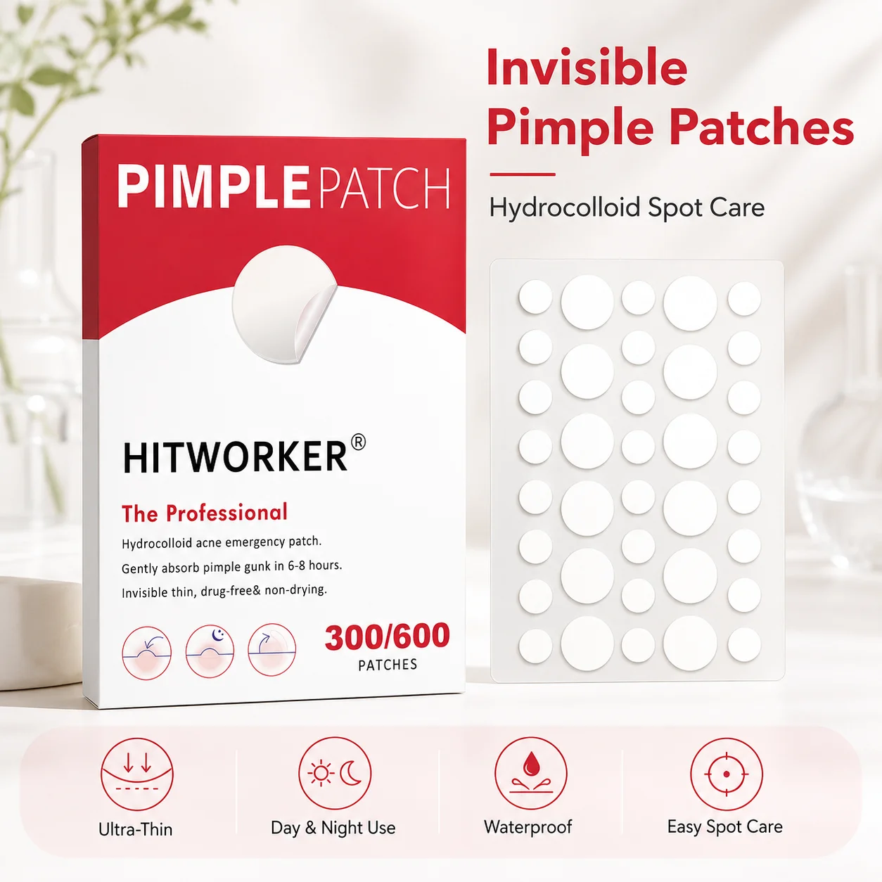 Patch anti-acné en hydrogel rond, imperméable, doux et non irritant, nettoyage en profondeur, patch anti-acné de haute qualité