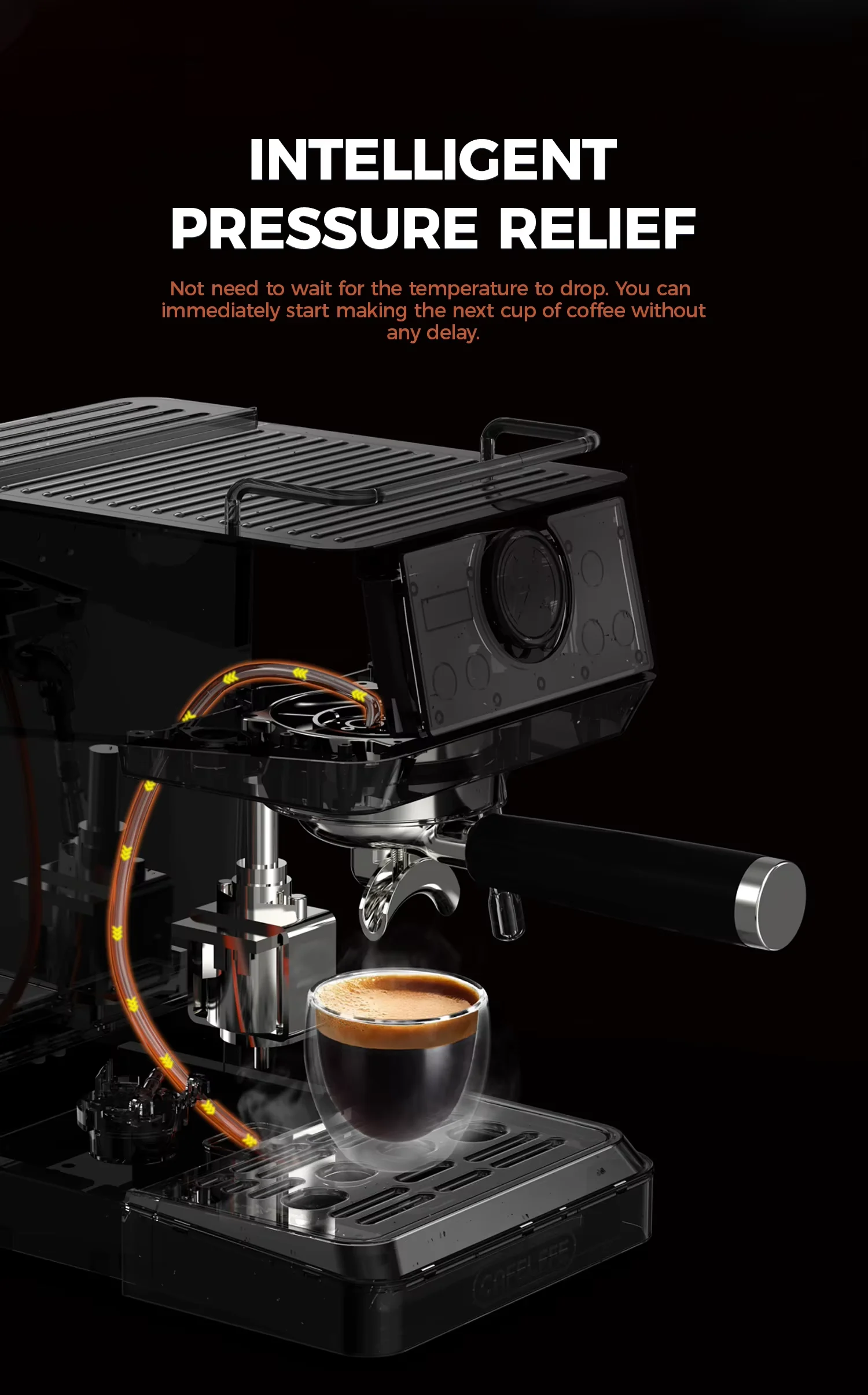 Semi-Automatic Electric Coffee Machine 58mm Extraction System/20Bar Pressure/Touch Panel/Programmable Stainless Hotel Household