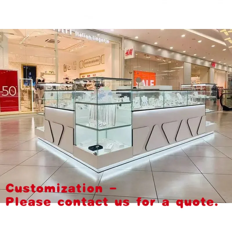 

custom.Jewelry Display Cabinet Shopping Mall Use Hanging Movable Storage Metal Frame Tempered Glass Gold/Black/White Colors