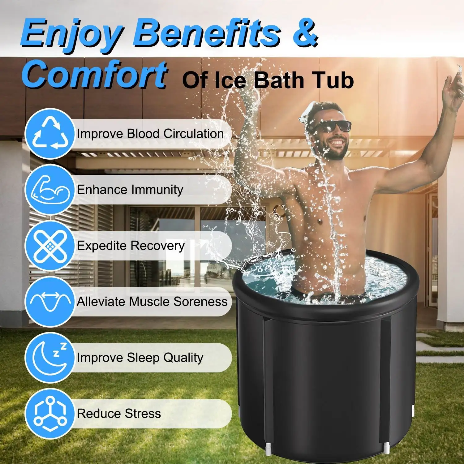 hit productInflatable Cryotherapy Tub with Cooling/Heating Interfaces Durable Round Design,  Insulated PVC for Home/Gym Use