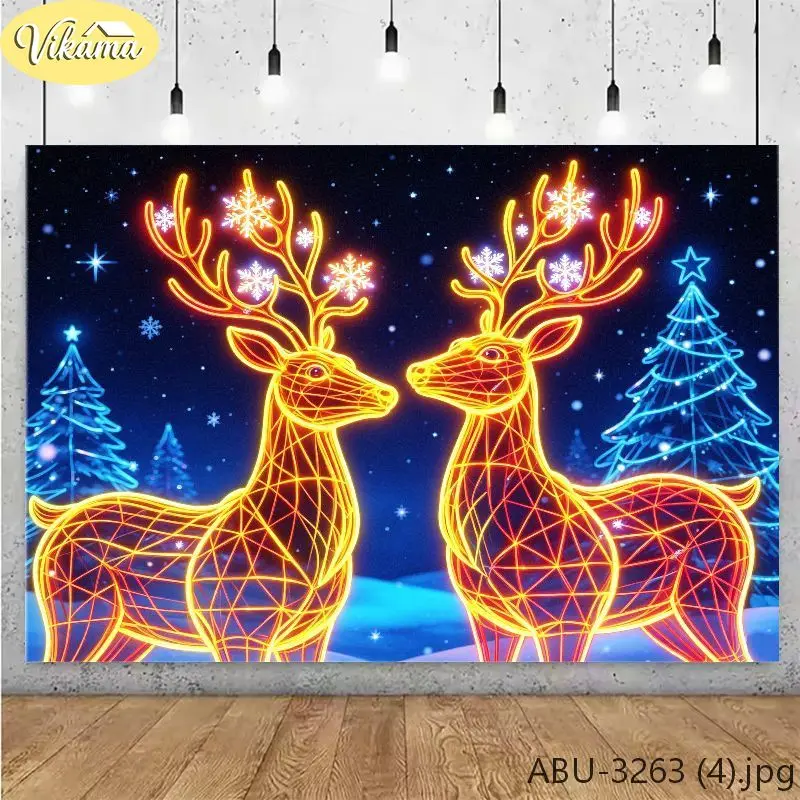 VIKAMA Christmas Backdrop Tapestry Wall Hanging, Wall Art for Photo Studio Party Living Room Bedroom Home Decor
