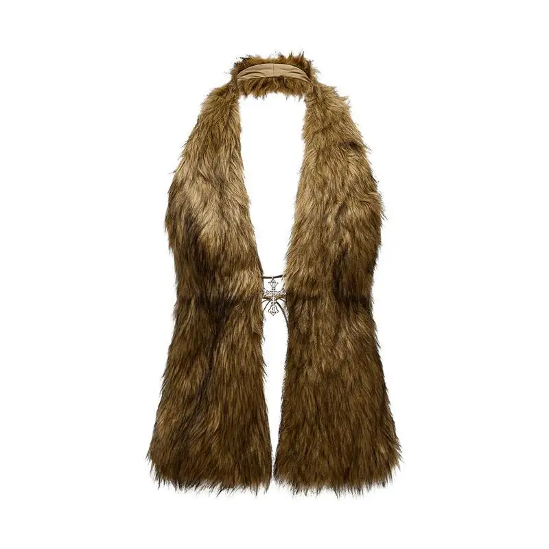 

W 72807 Cross Decorated Fur Vest Women's Fashionable Fur Vest No Brand Registered Trademark Spring 2026 Market Match