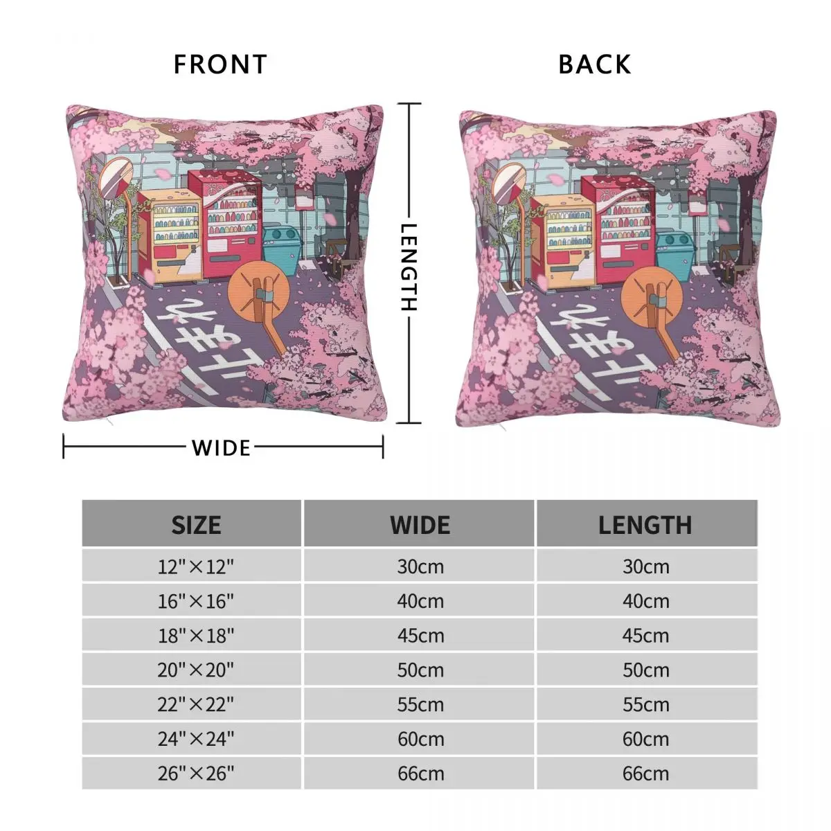 Tokyo Street Pink Sakura Blossom Pillowcase Polyester Linen Velvet Printed Zip Decor Throw Pillow Case Bed Cushion Cover 18
