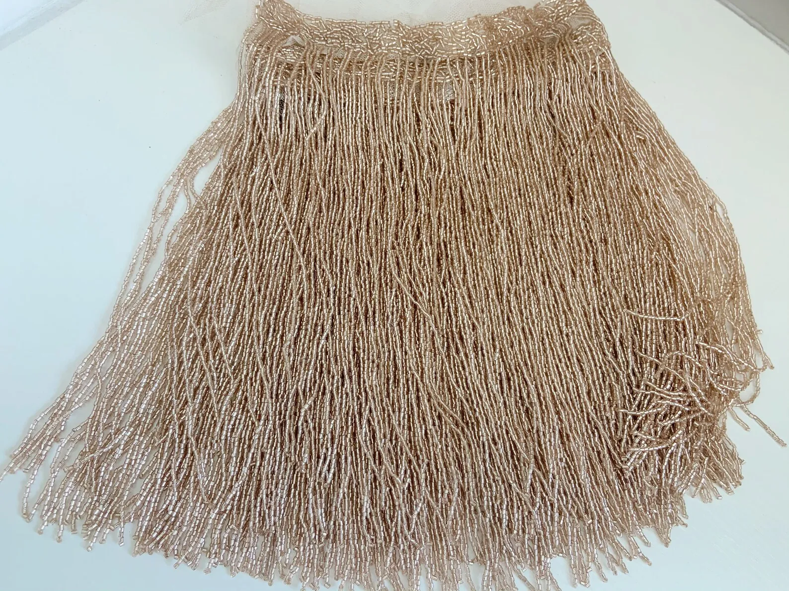 2 yards Silver Beaded Fringe Trim for Dance Costume, Rose Gold Bead Tassel for Latin Dress Dance Wear Macrame