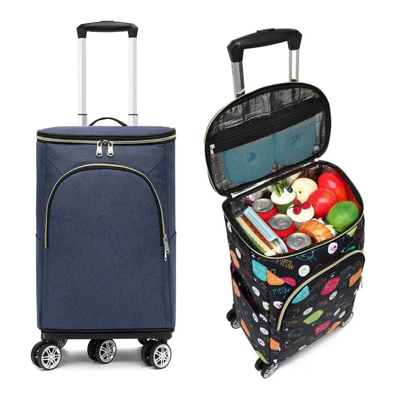 

Portable Shopping Bag with Pull Rod Vegetable Buying Picnic Ice Pack Small Cart Stacking Home Use Shopping Bag Aluminum Alloy...