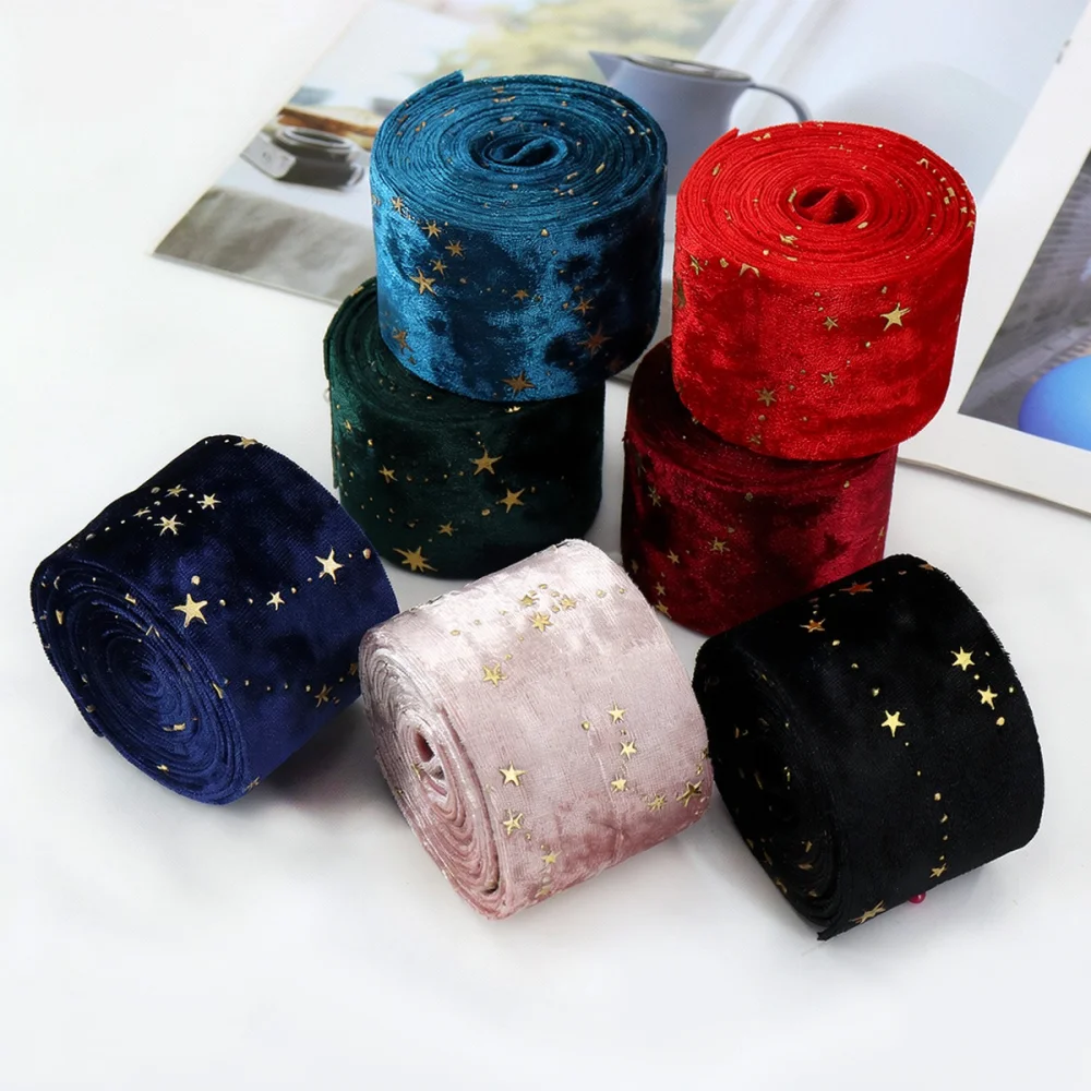 Gold Stamped Velvet Ribbon For For OOOT BAORJCT Fabric Trim Sewing Supplies Decorative Material Handmade Hair Accessories Craft