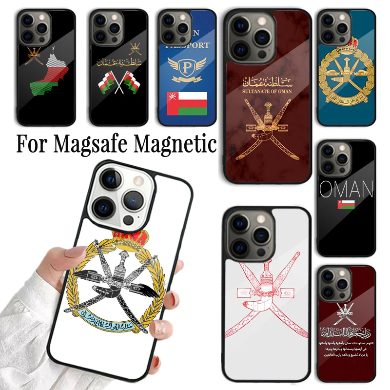 Phone Case For iPhone 16 15 14 13 12 11 Pro Max Plus Magsafe Magnetic Wireless Charging Cover Omani Emblem Oman Flag passport