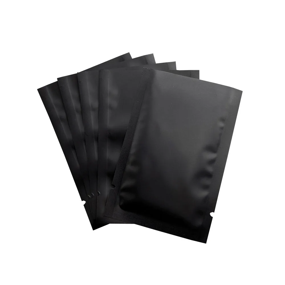 500pcs Matte Black Package Food Aluminum Foil Bags Heat Seal Vacuum Storage Powder Tean Snack Candy Aluminized Foil Pouches