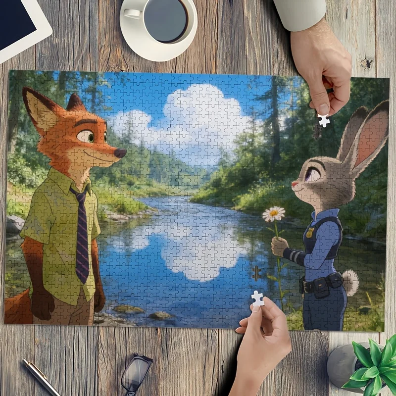 Puzzle de 1000 pièces Disney Zootopia Judy & Nick Wilde - Jeu de ville adapté aux adultes, défi d'anniversaire, casse-tête