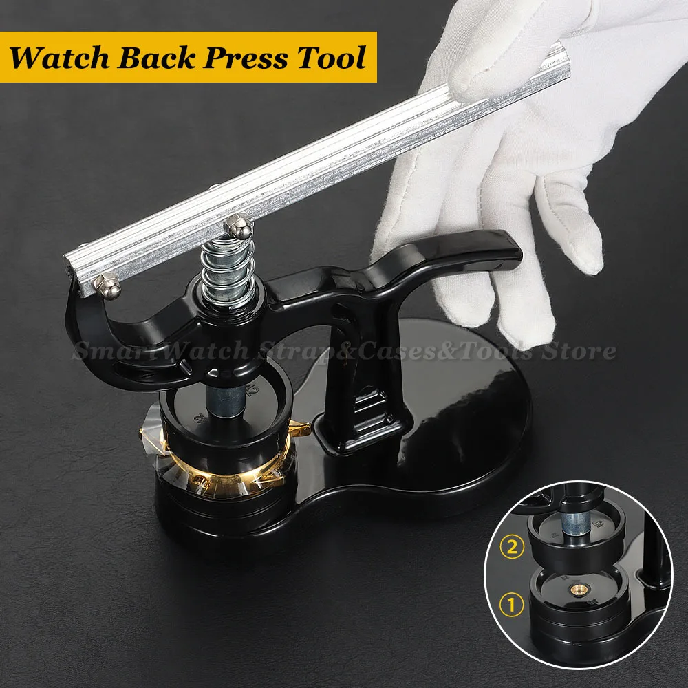أداة ضغط الغطاء الخلفي للساعات المغلقة مع 12 مقاسًا من الغطاء الخلفي، مجموعة أدوات إصلاح الضغط لصانع الساعات