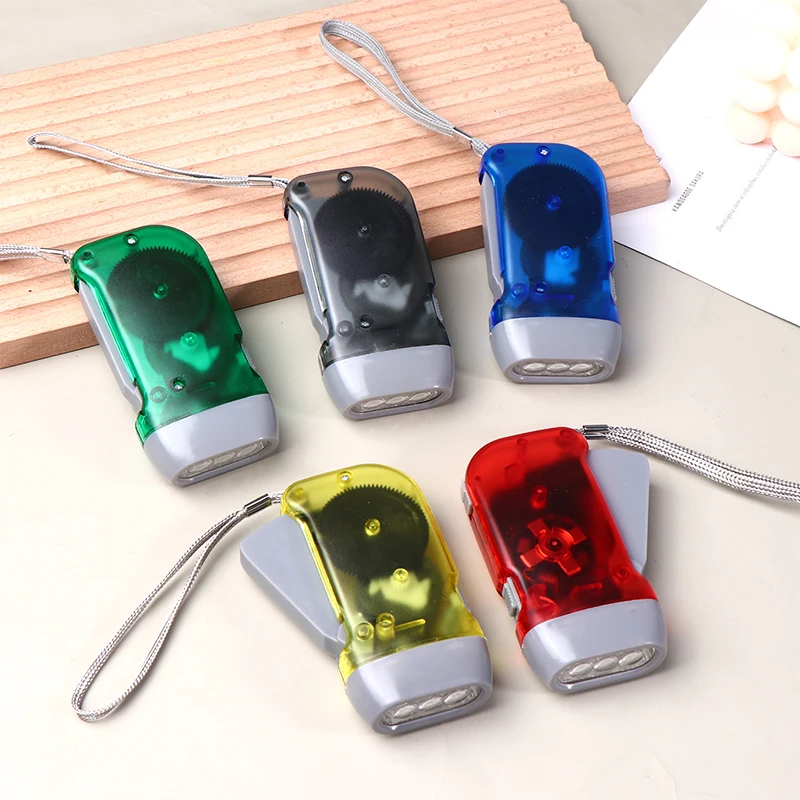 Lampe de poche LED à pression manuelle, Dynamo à manivelle, Mini torche auto-génératrice, lampe de Camping, fournitures d'extérieur pour la maison