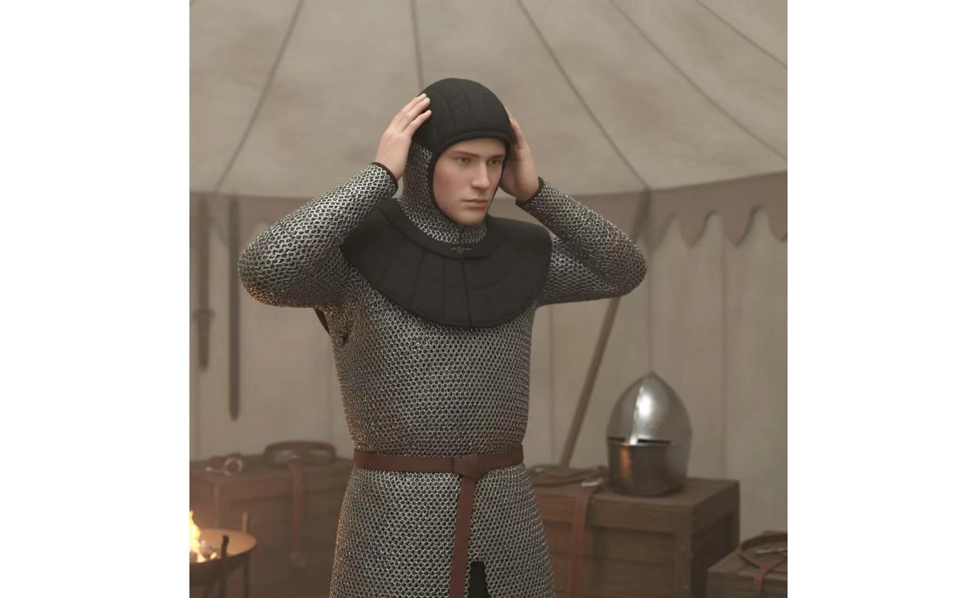 Arming Cap Comfortable Fit Padded Helmet Liner Quilted Linen Cap Breathable Medieval Coif Historically Precise for LARP Players
