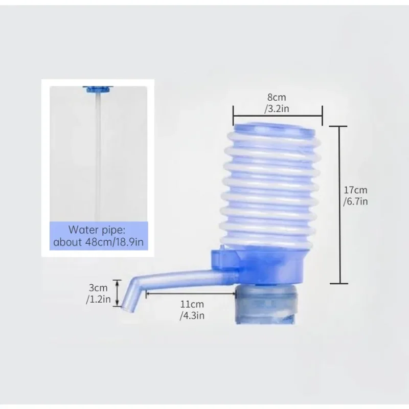 1PCS Portable Hand Press Manual Pump Bottled Drinking Water Bucket Dispenser with Removable Tube Vacuum Action Device