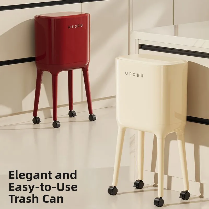 

Ele Large Capaci High-legged Garbage Can No Bending Household Kitchen Living Room Tra Buet Portable Waste Storage B...