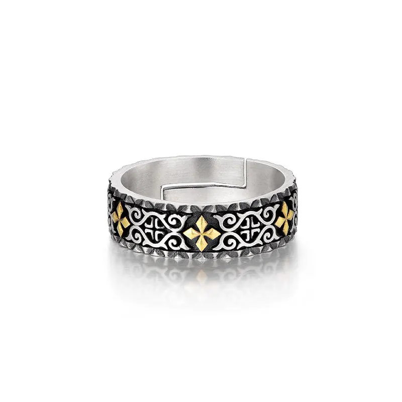 Silver retro new ring versatile, exquisite, self disciplined, adjustable, men's and women's high-end jewelry