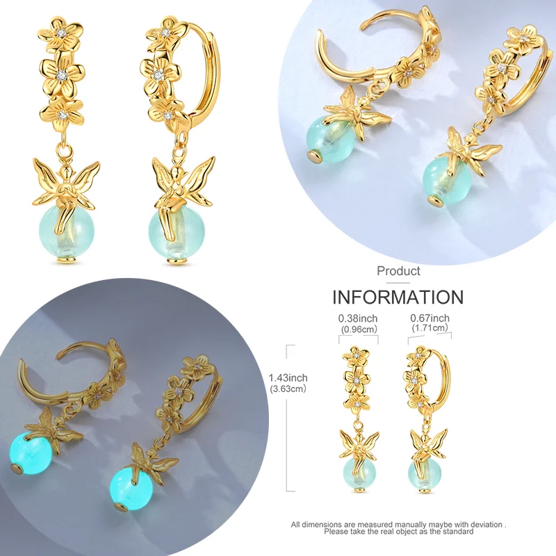 

Серьги из стерлингового серебра 925 пробы, женские сверкающие ночники, серьги-капли с цветком эльфа на годовщину, свадьбы, ювелирные изделия, подарки