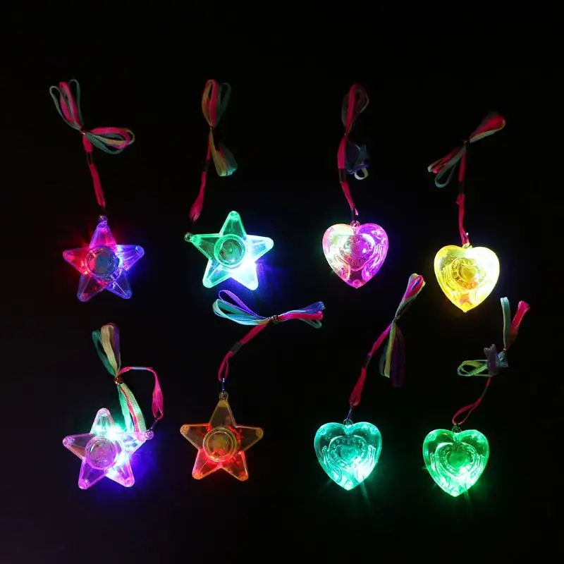 Glowing Up Hanging Ornament Lovely Heart Necklace Night Toy Street Vendor Gift Gadget Toy for