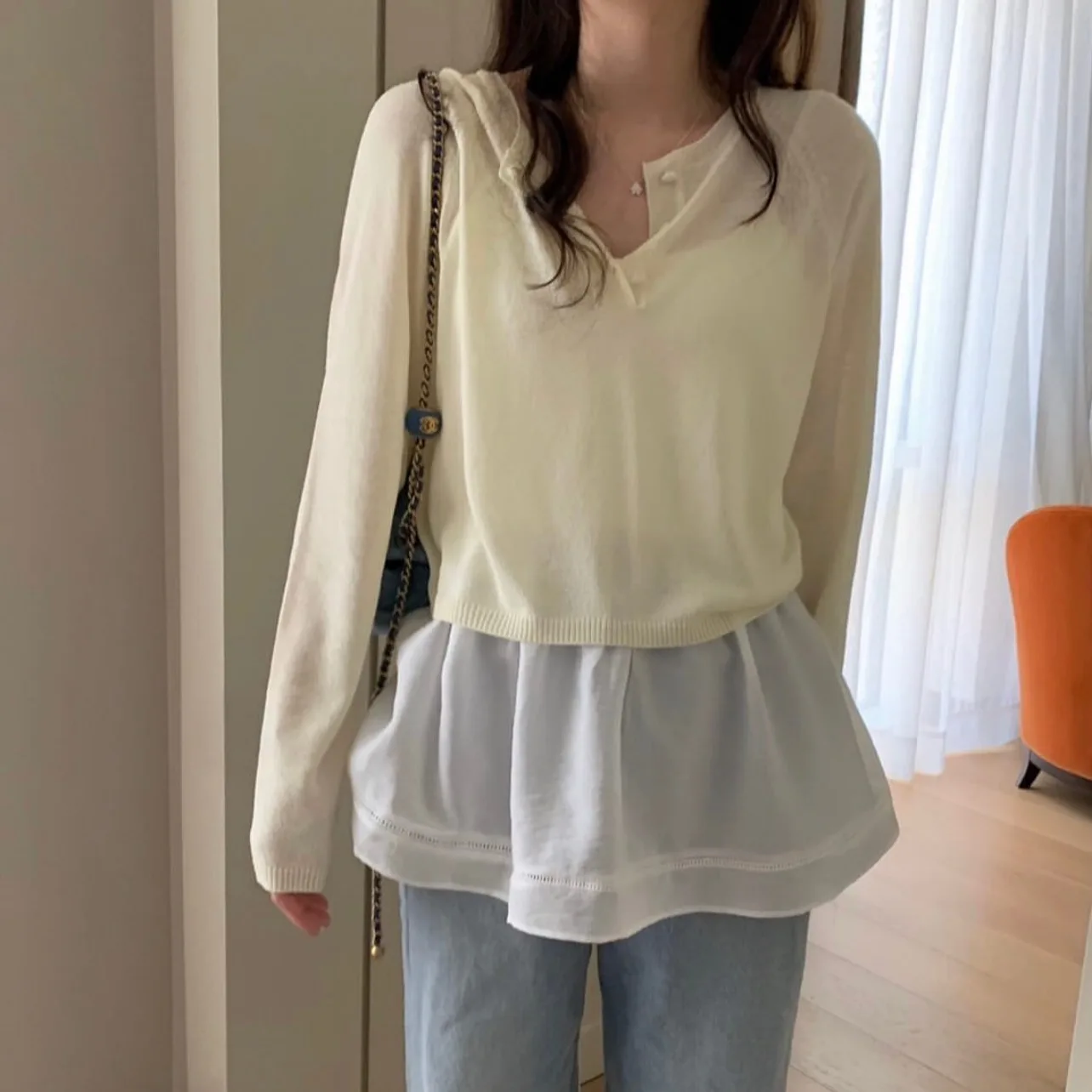 

Early Spring New Style Korean Sweet Simple Pure Color Knitted Long Sleeve Shirt Casual Loose Fit Women's Fashion Top