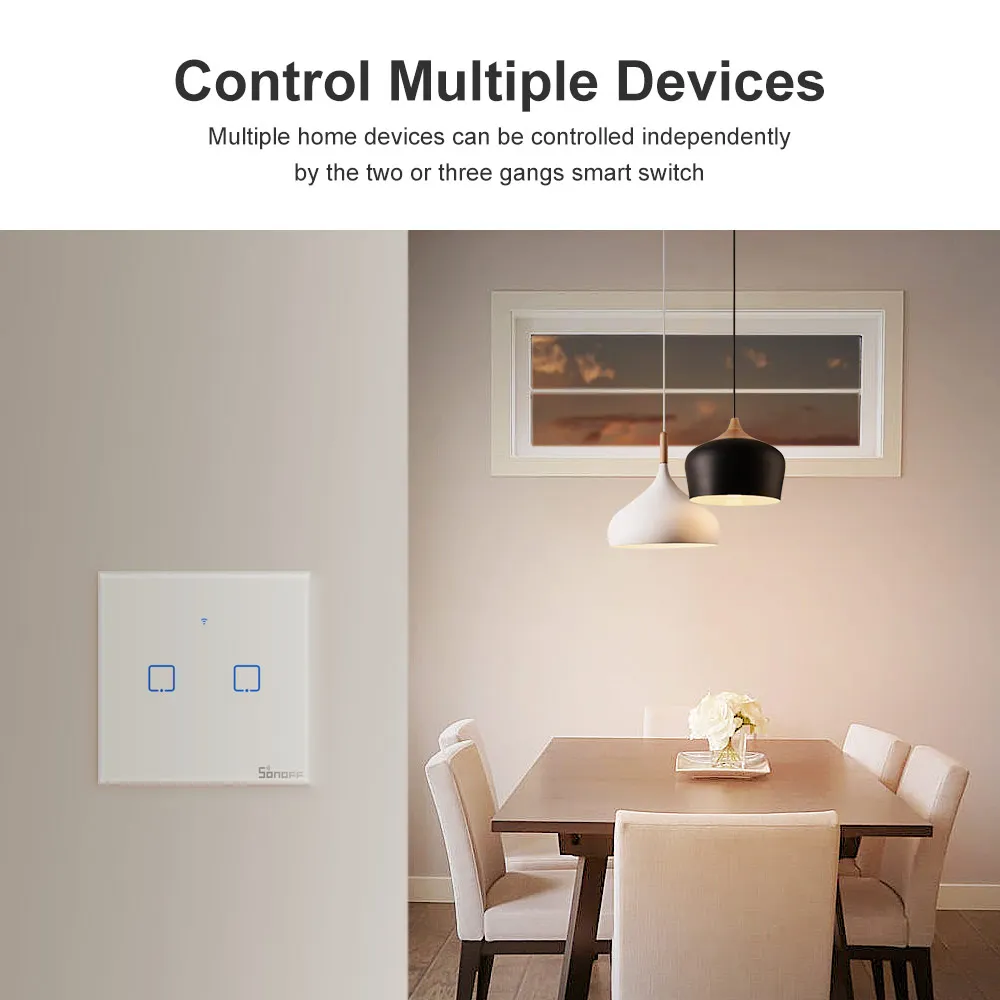 Sonoff T0 TX Series WiFi Smart Switch 1/2/3 channel Touch Wall Switch Smart Home Alexa Google Alice Ewelink App telecomando