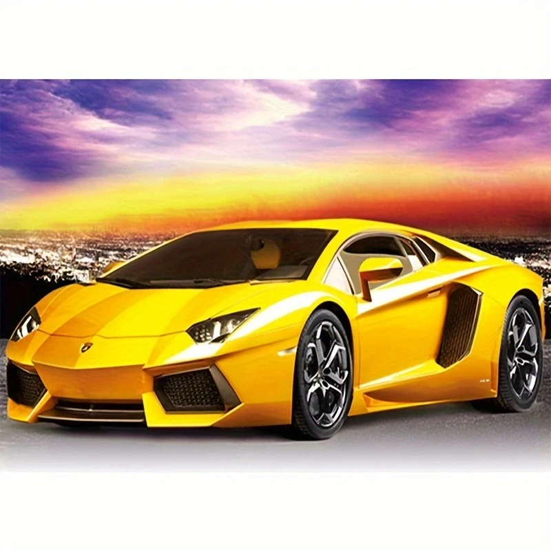 Un ensemble de peinture diamant à motifs de voiture, plein d'artisanat de bricolage, coffret cadeau de décoration artistique pour la décoration murale de la maison.