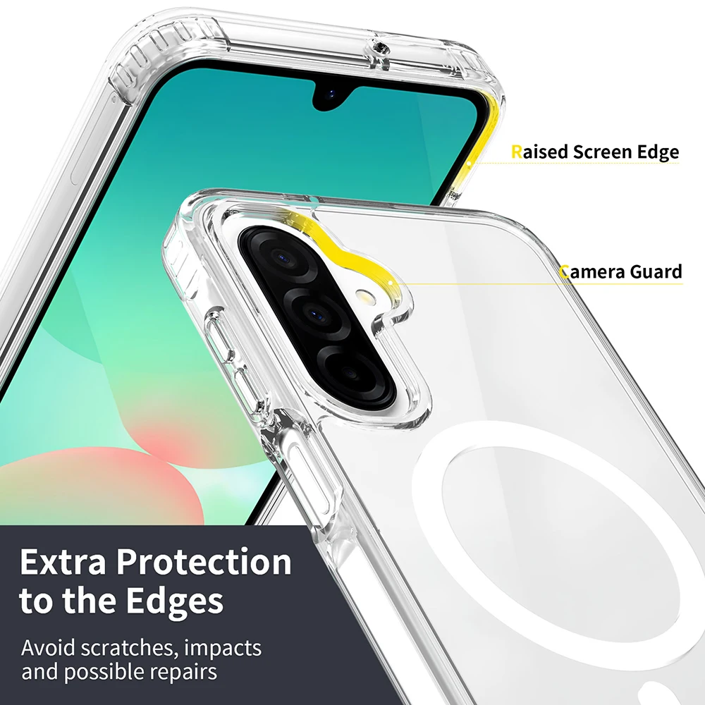 Custodia magnetica Magsafe per Samsung A17 A56 A36 A26 A16 A06 A55 A35 A15 A54 4g 5g Cover rigida ibrida Trasparente antiurto Soft Shell