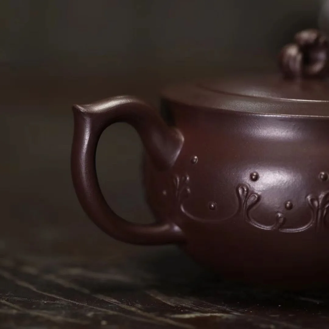 Yixing Zisha Set Creative Artware By Renowned Tea Ceremony Masters Handmade From Original Ore Old Purple Clay Sea Wave Teapot