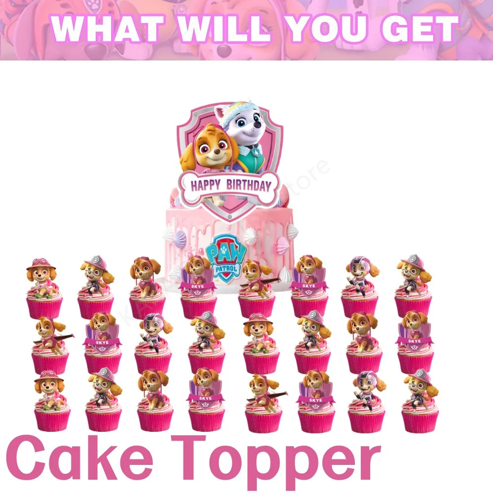 Roze Poot Patrouille Skye Verjaardagsfeestje Decoraties Skye Folie Latex Ballonnen Servies Plaat Achtergrond Voor Kinderen Meisjes Feestartikelen