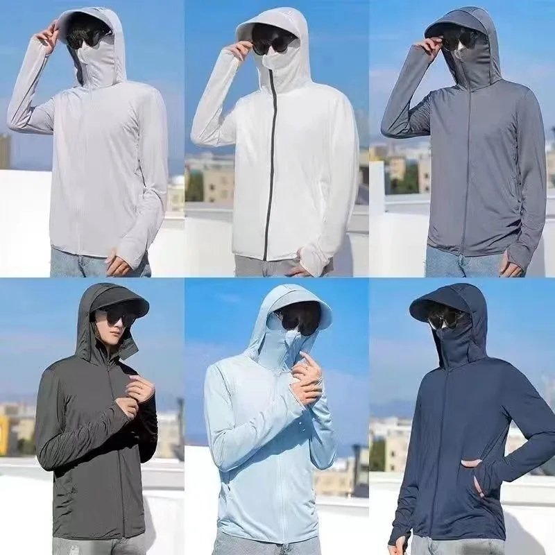 Summer UPF 50+ UV Sun Protection Skin Coats Men Ultra-Light Sportswear Hooded Outwear Men Windbreaker Casual Jackets Male 4XL