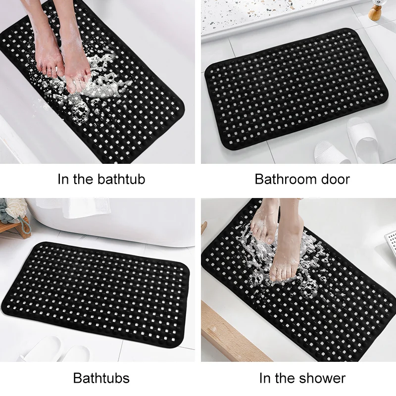 Non-Slip Bathroom Mat With Suction Cup,Quick Drain Bath Rug Bathroom Massage Ring Shower Mat Ellipses Hole Carpet