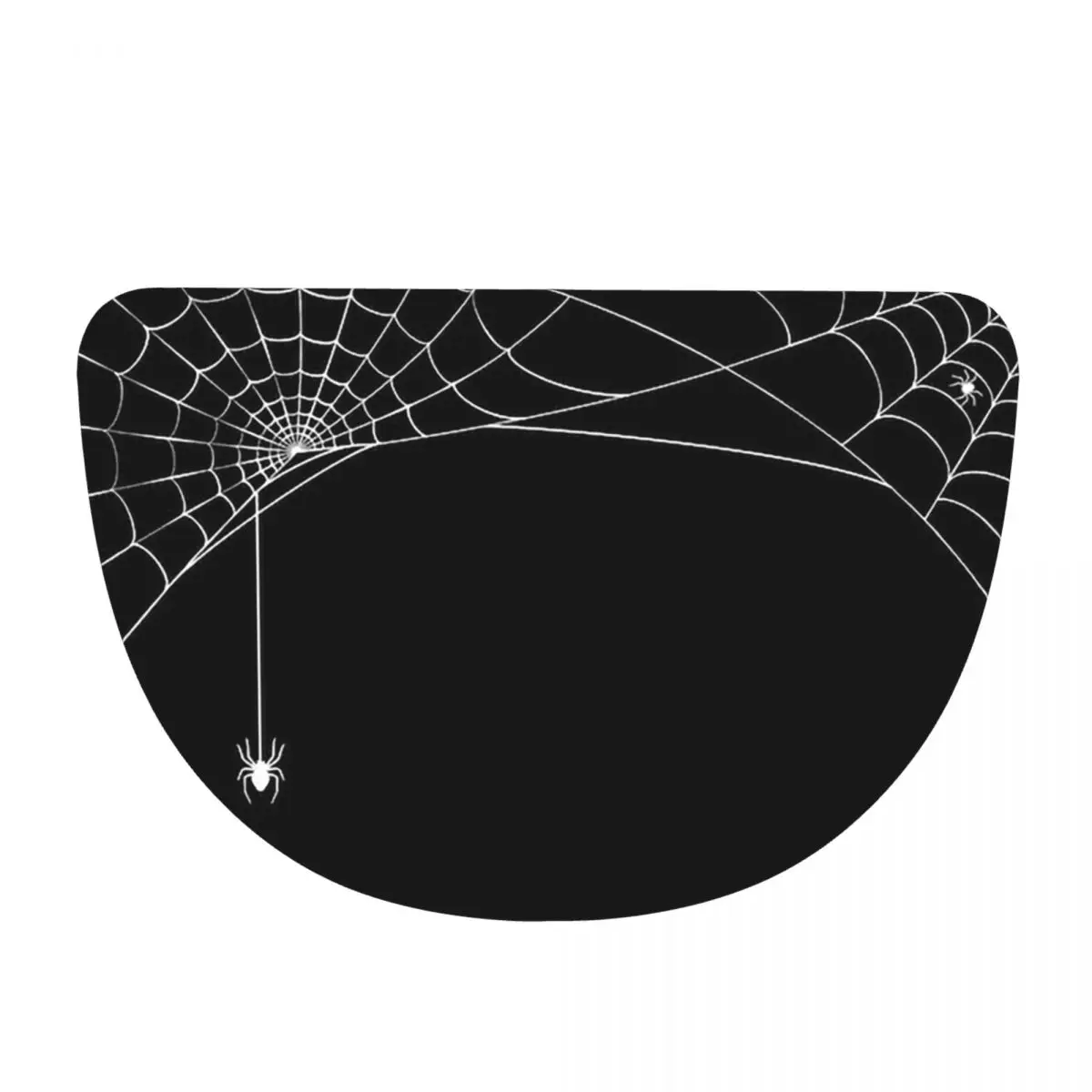Black White Spider And Cobweb Soft Flannel Half Round Doormat Non Slip Bathroom Mat Absorbent Floor Carpet for Home Bedroom