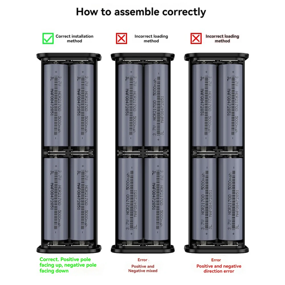 4 X 21700 Power Bank Case PD22.5W Dual USB Typc-c Powerbank Box 21700 Battery Storage Holder For iphone Xiaomi Huawei SmartPhone