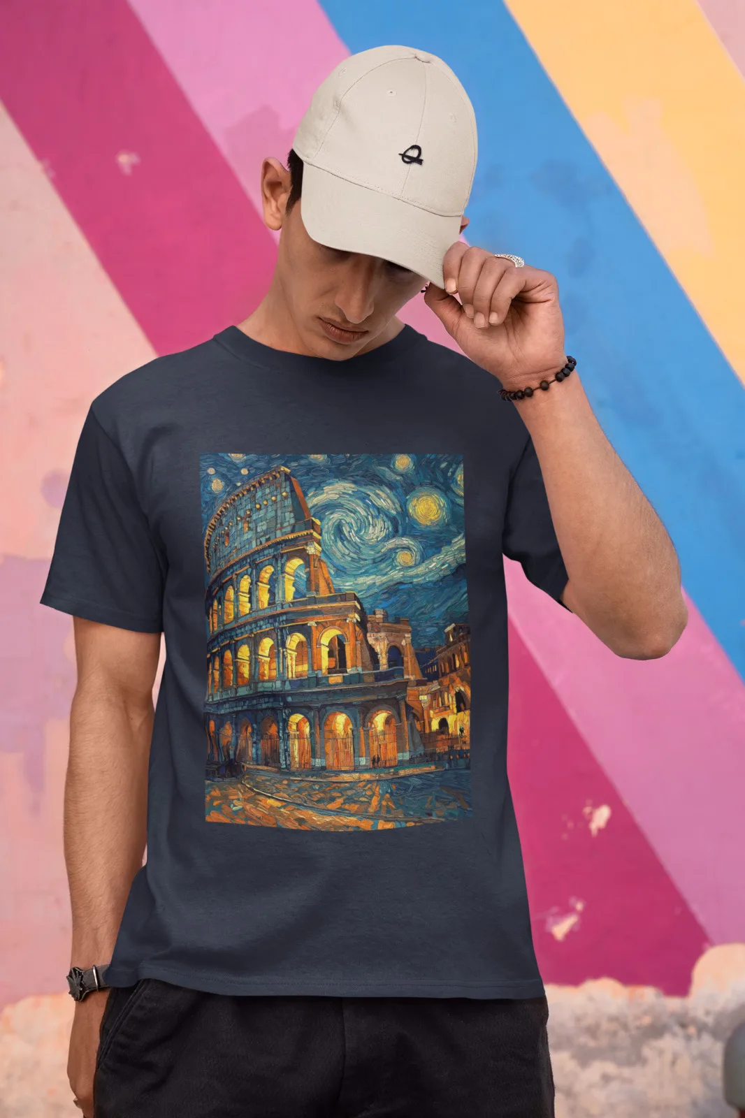 

Colosseum Van Gogh Art T-Shirt Rome Italy Retro Landmark Unisex Tee