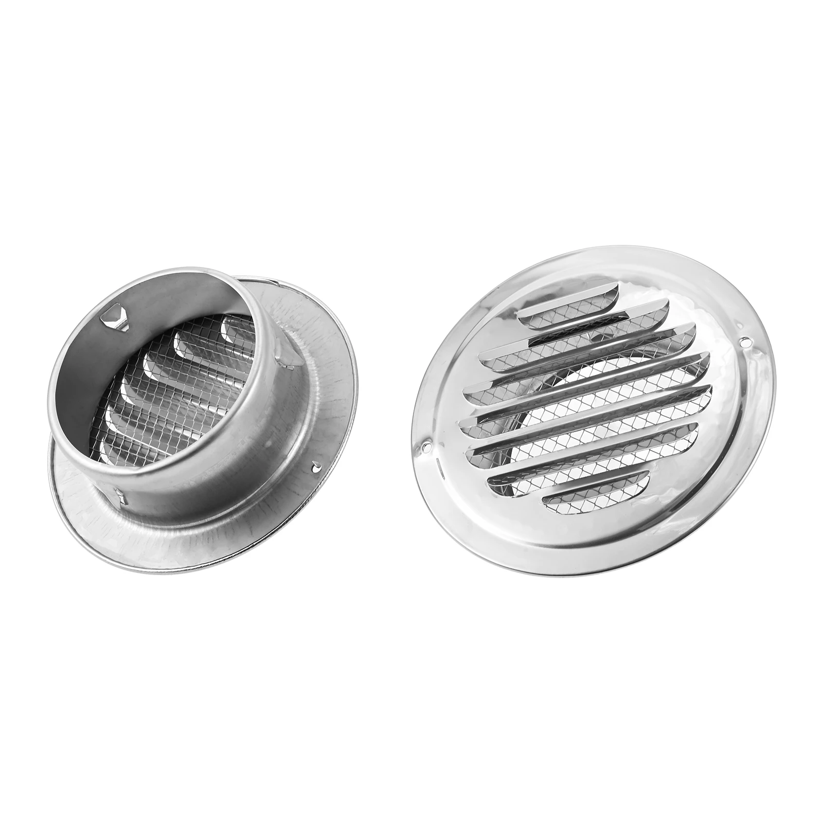 2pcs 100mm/4inch Stainless Steel Air Vent Grille Insect Protection Home Exterior Wall Ducting Ventilation Cover With Mesh Screen
