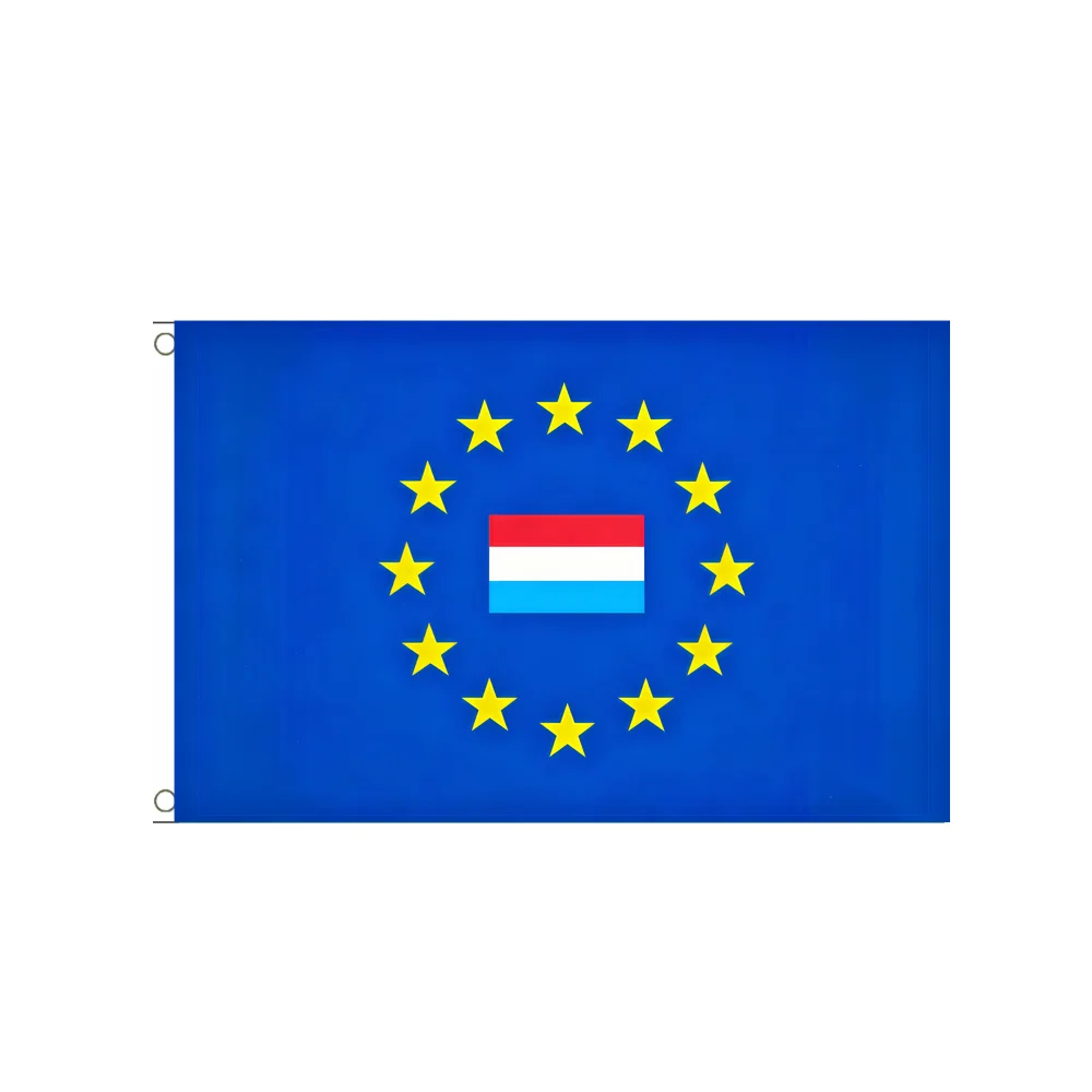 Luxembourg EU Flag 2x3ft 3x5ft - European Union Luxembourg National Flag Polyester Banner with Brass Grommets for Outdoor Decor